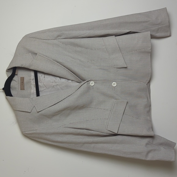 Jackets & Blazers - Minimalist Striped Blazer Two Button Structured Shoulders Women's 12